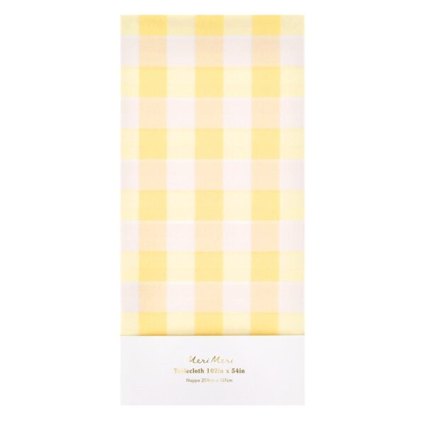 Meri Meri Yellow Gingham Paper Tablecloth